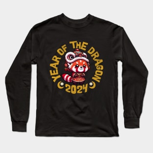 Red Panda Year of the Dragon 2024 Kawaii Cute Long Sleeve T-Shirt